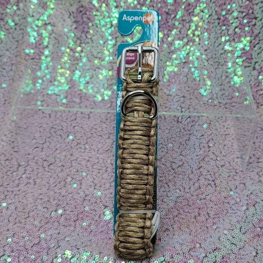 Paracord Dog Collar Size L 1 x 22-26 inches NWT by AspenPet